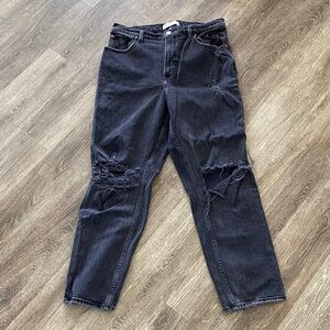 Abercrombie the 90s straight leg ultra high rise jeans black 32 / 14 reg
